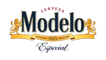 Modelo Especial beer logo with gold crest and decorative lettering
