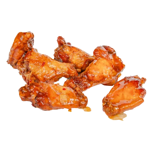 A pile of glazed chicken wings, showcasing a shiny, sweet sauce coating.