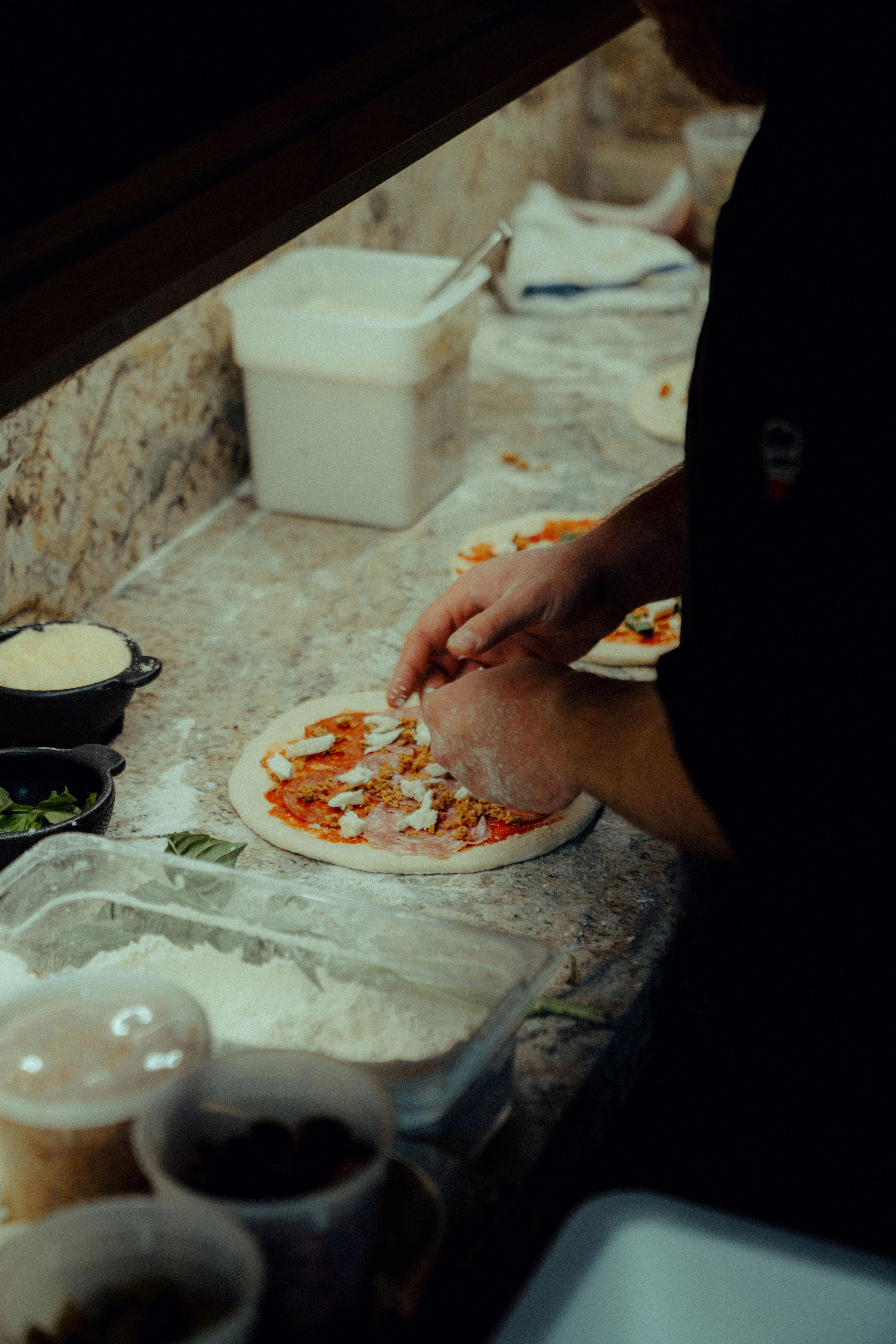 A restaurant chef preparing a dish