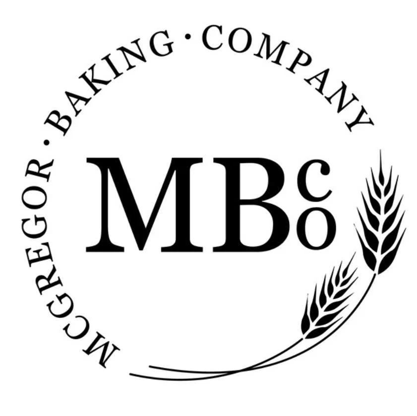 Logo of McGregor Baking Company featuring wheat motifs