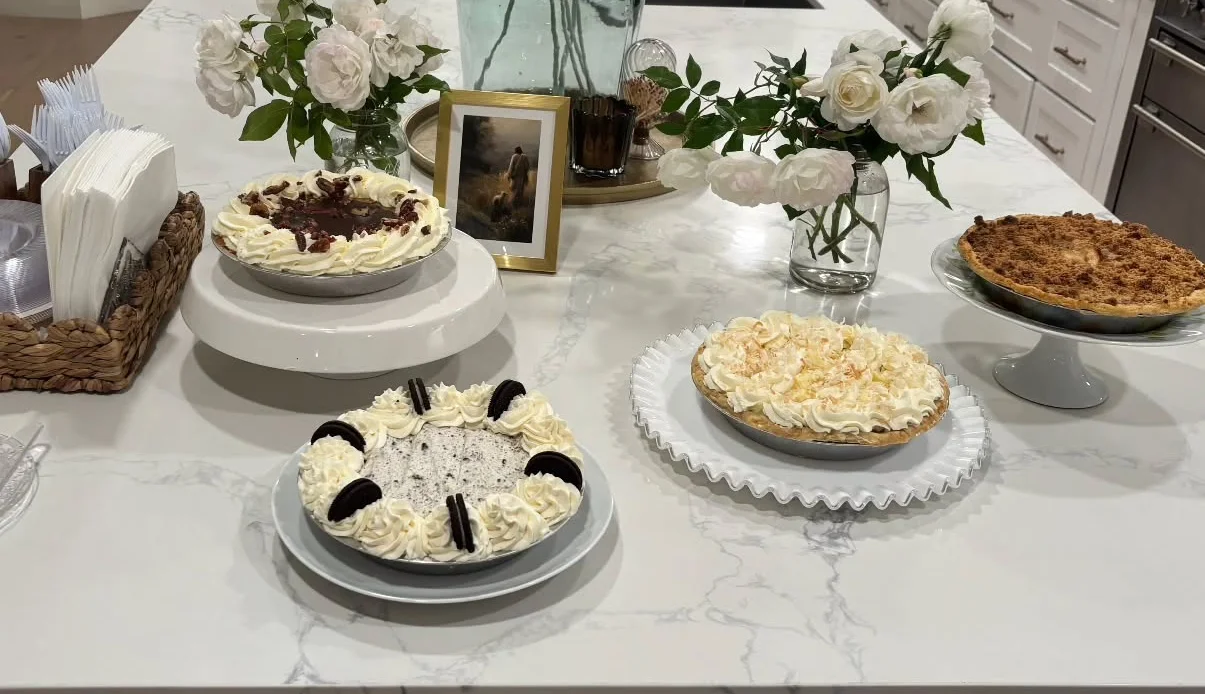 Assorted pies including chocolate cream and coconut cream