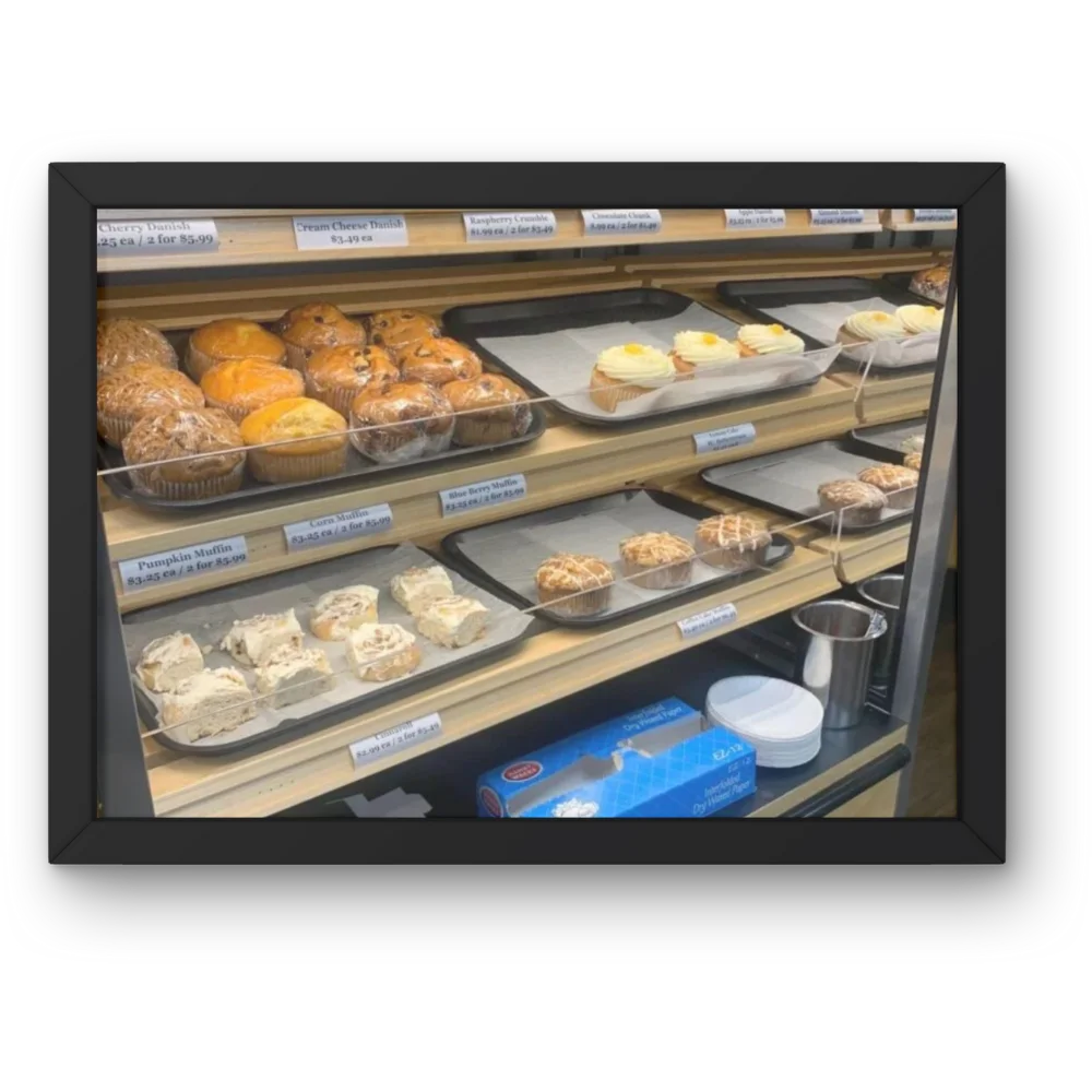 A bakery section at Vernon Coffee Roasters