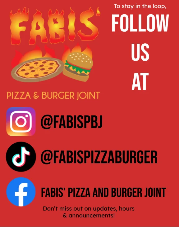 Social media promotion for Fabi's Pizza & Burger Joint