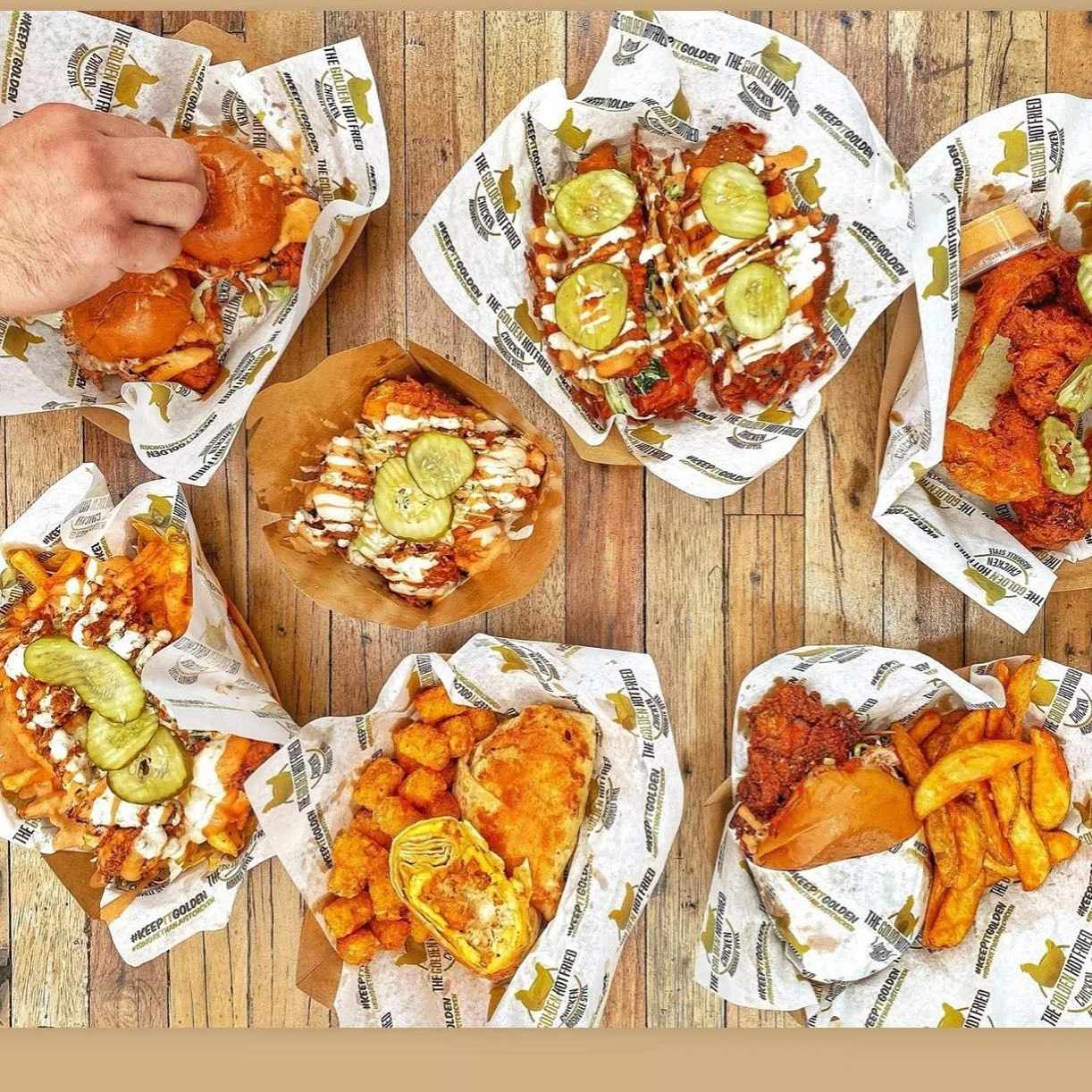 Southern fried chicken sandwiches with sides