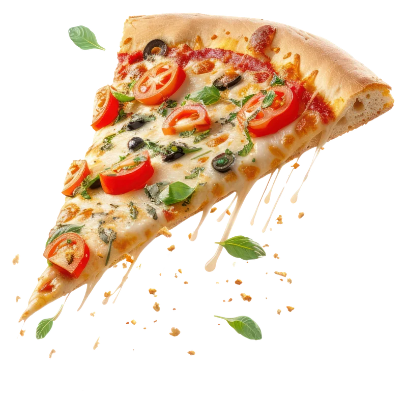 Delicious Margherita pizza slice with fresh toppings