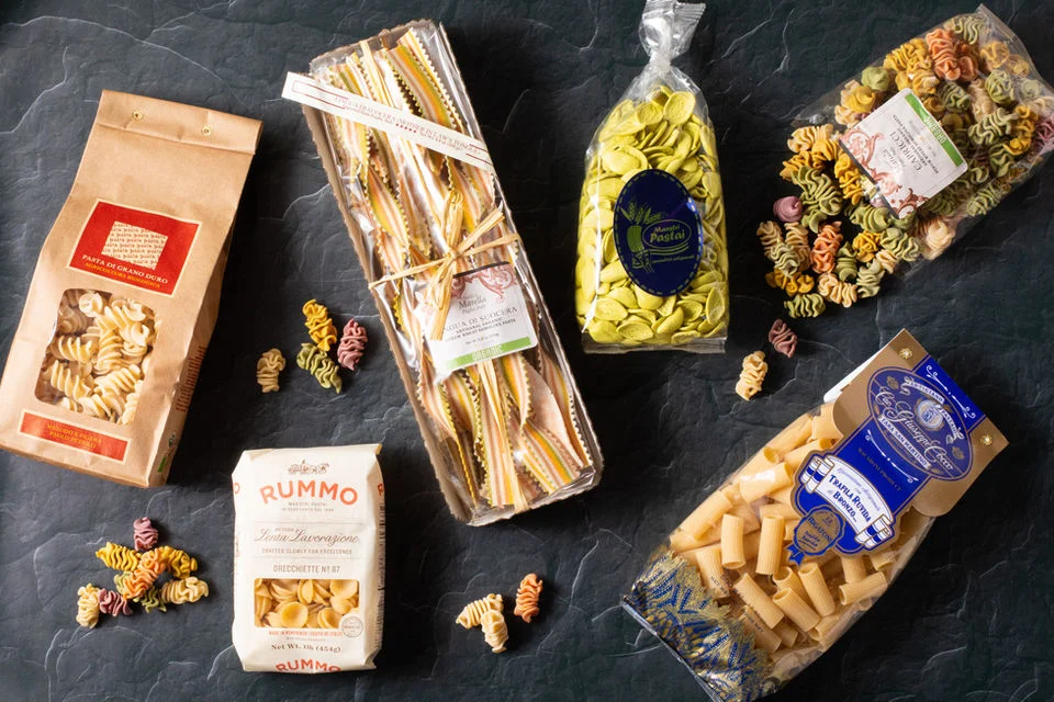 Variety of artisanal pasta from Italy