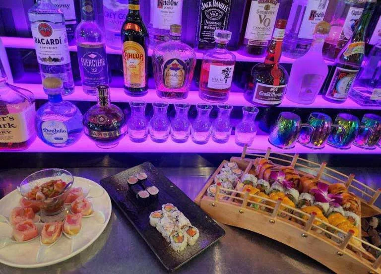 Assorted sushi at the bar
