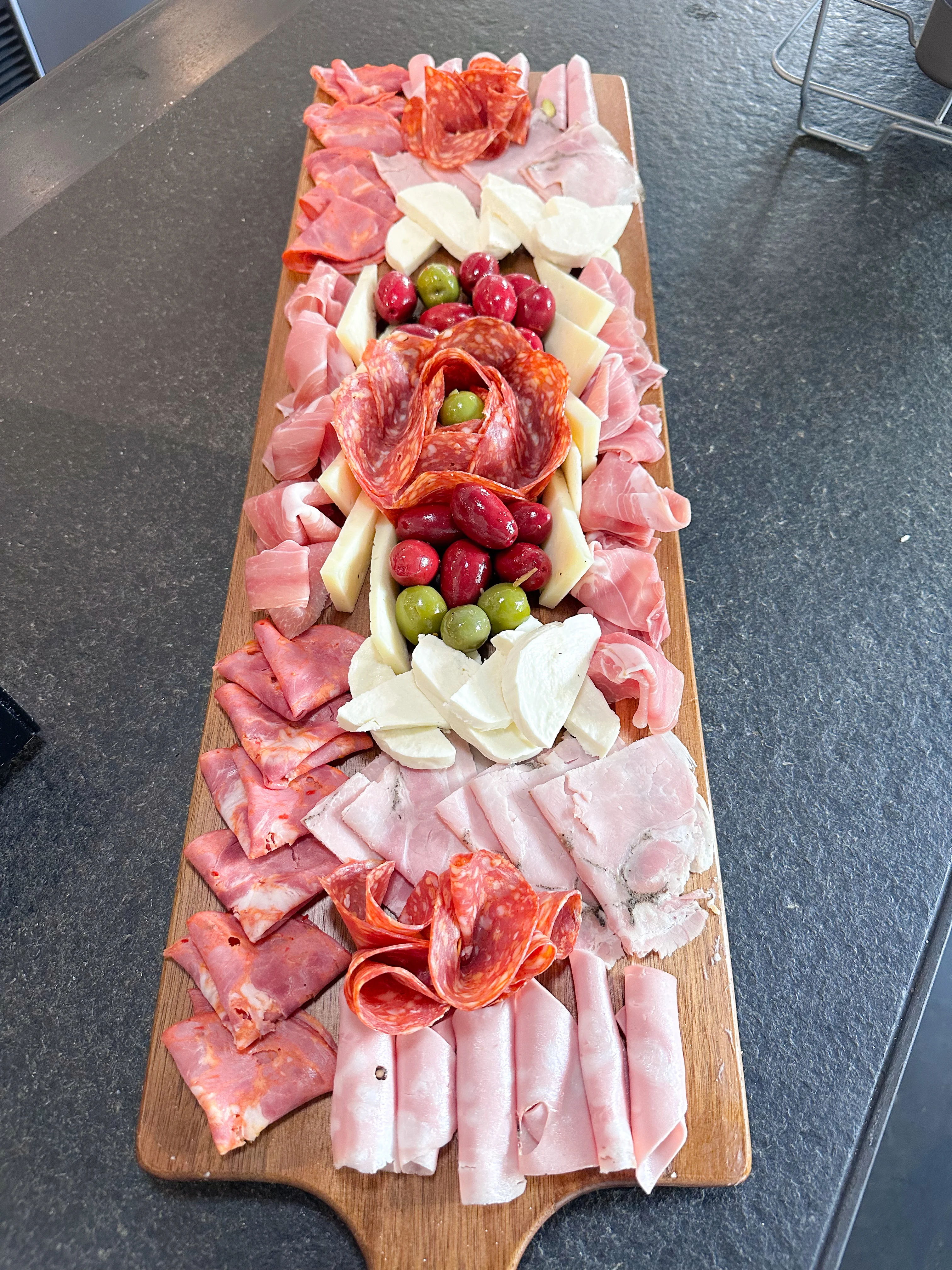 Italian charcuterie board with assorted meats and cheeses