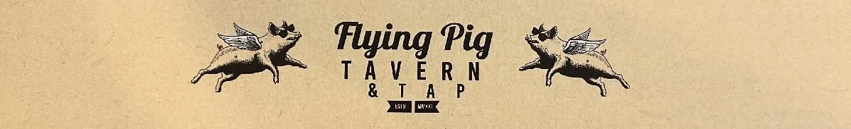 Logo of Flying Pig Tavern & Tap featuring whimsical flying pigs