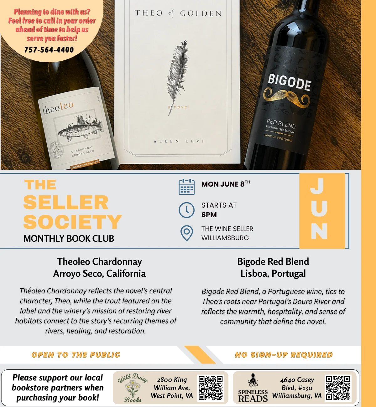 Wine Seller Society Book Club event promotional image
