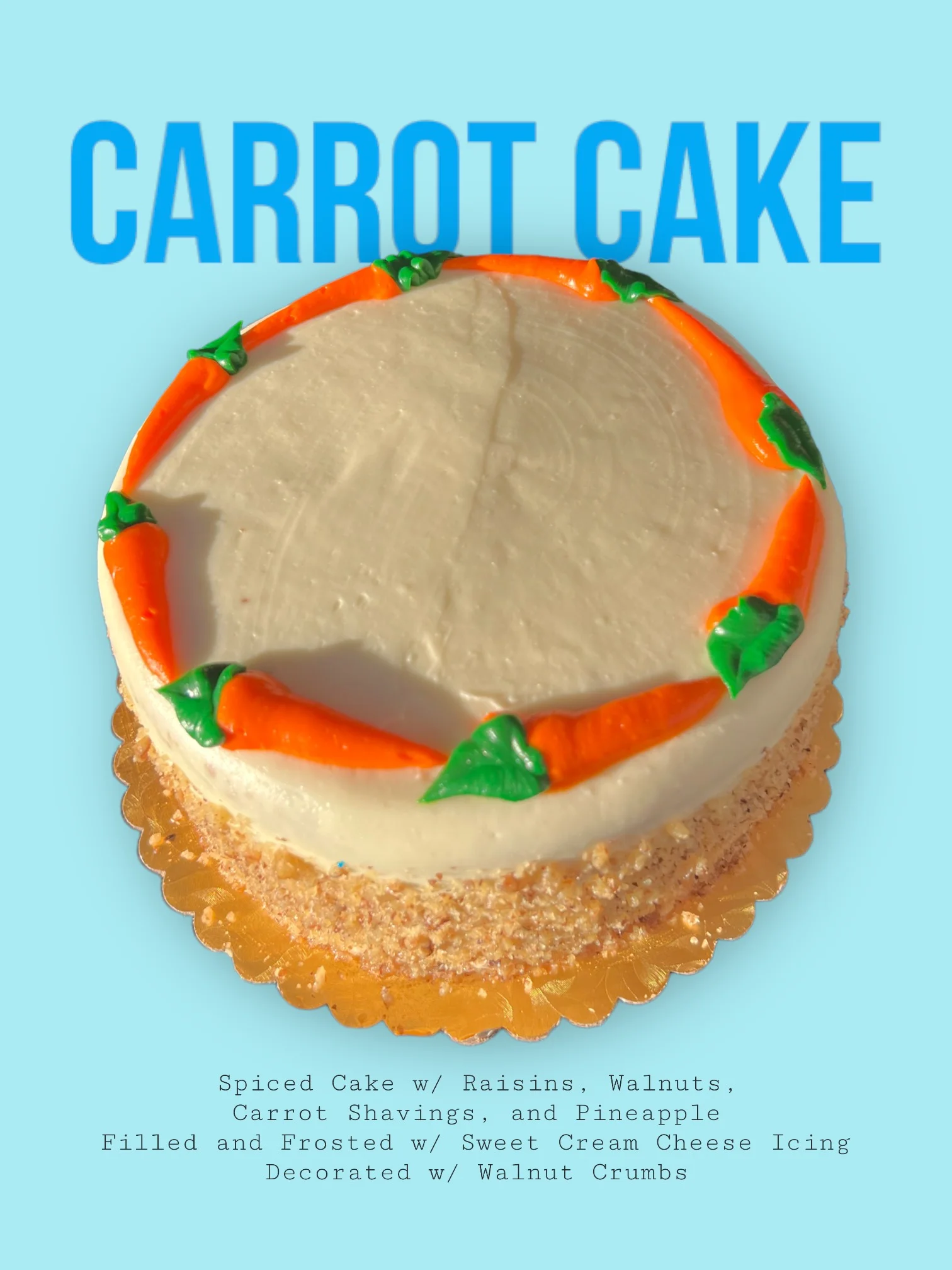 Delicious carrot cake with cream cheese frosting
