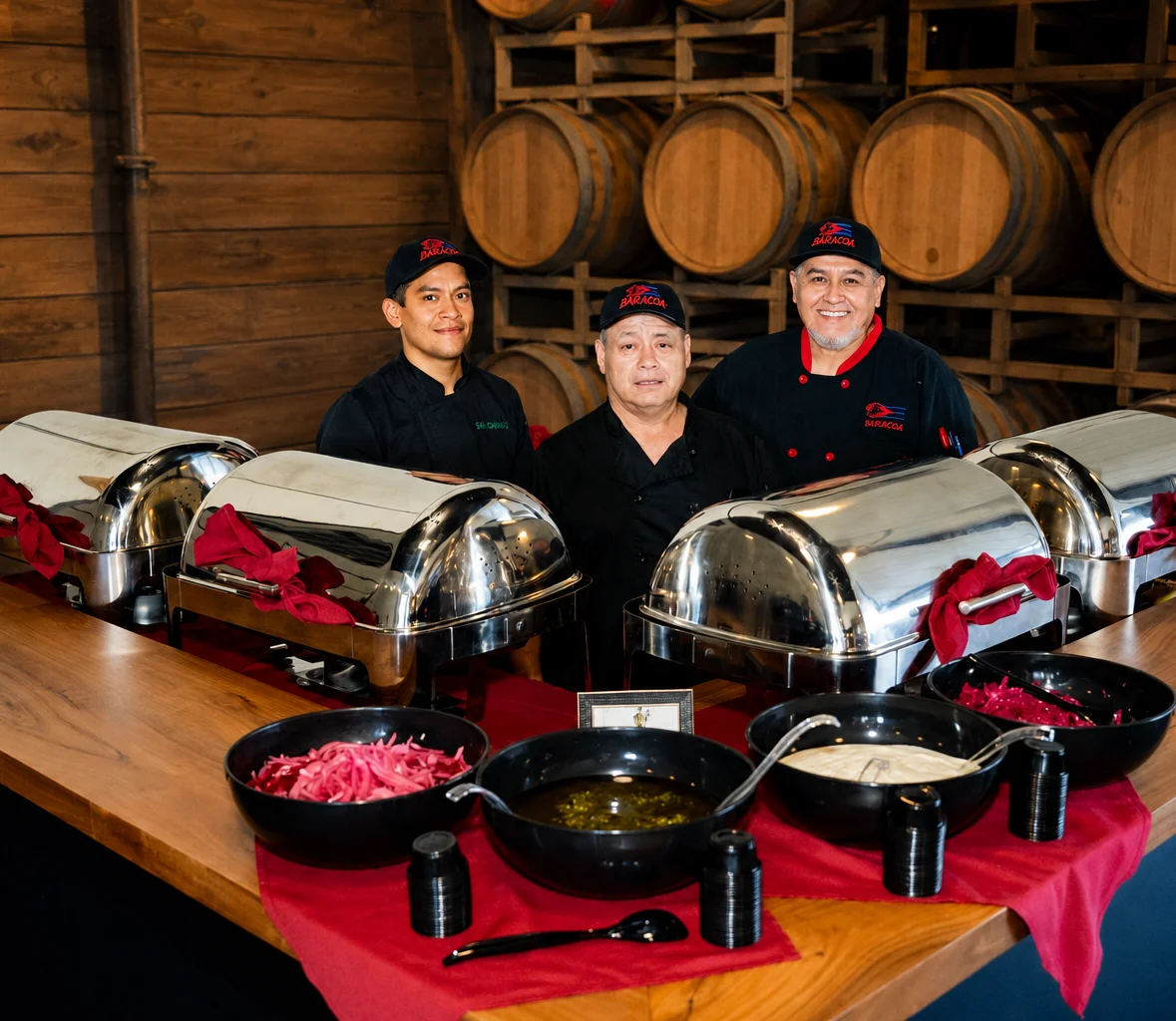 Cuban food being served at catering event
