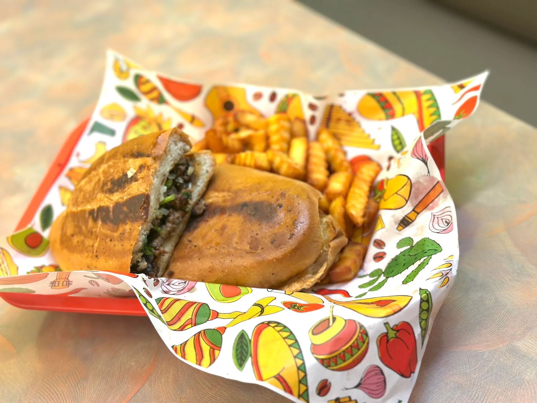 Delicious Cuban sandwich with crispy fries