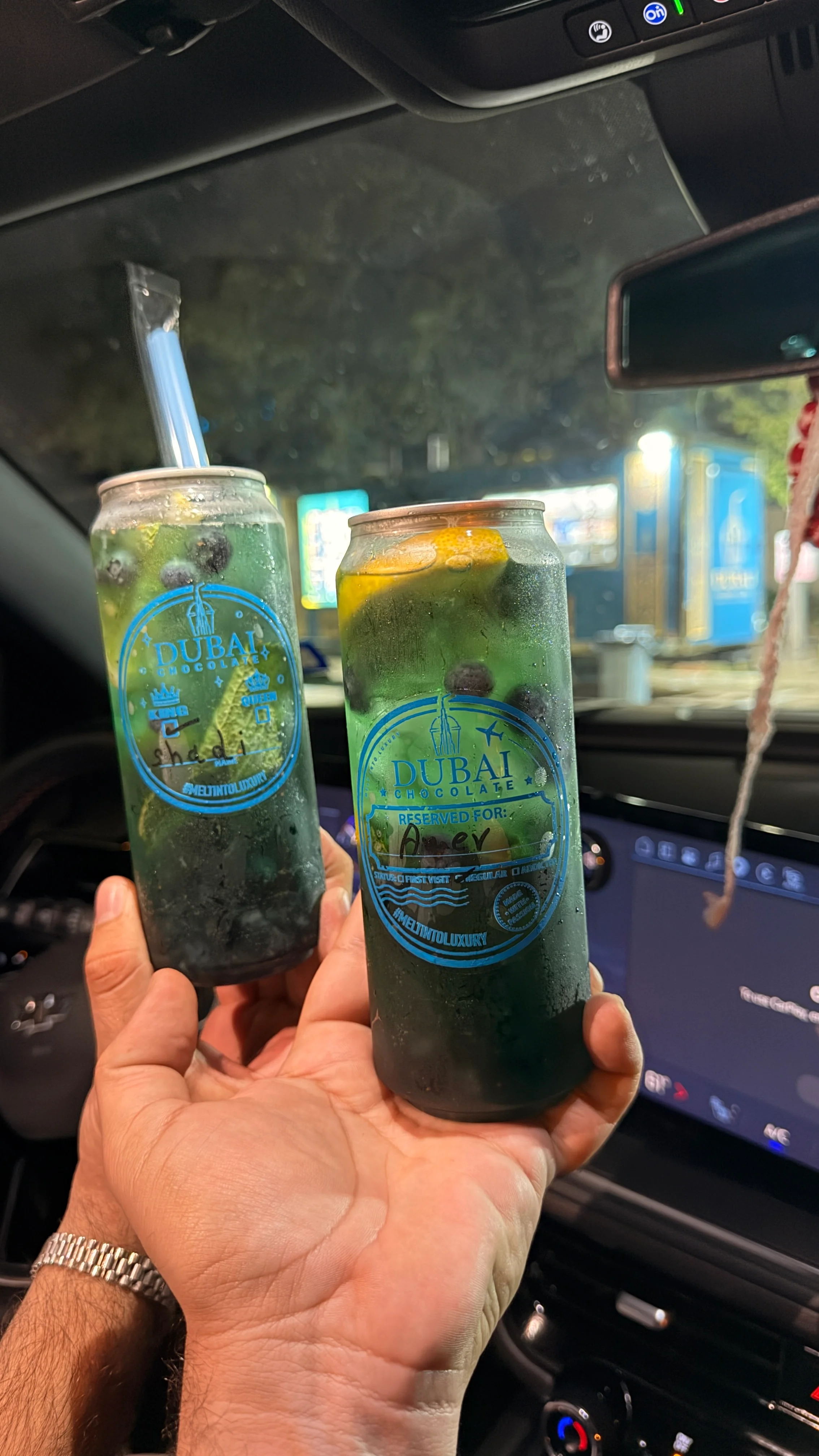Chilled Dubai-inspired drinks in cans with colorful garnishes