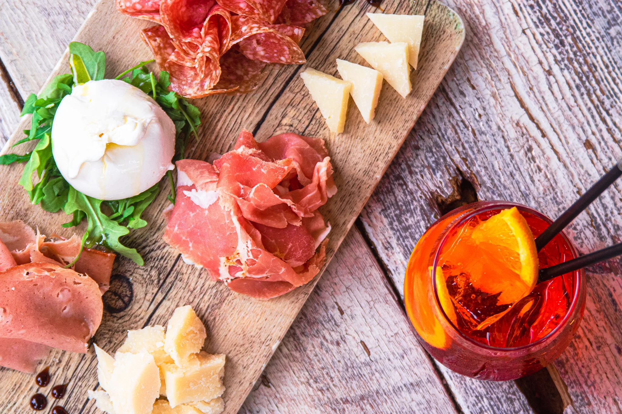 Italian antipasto platter with cured meats and cheese