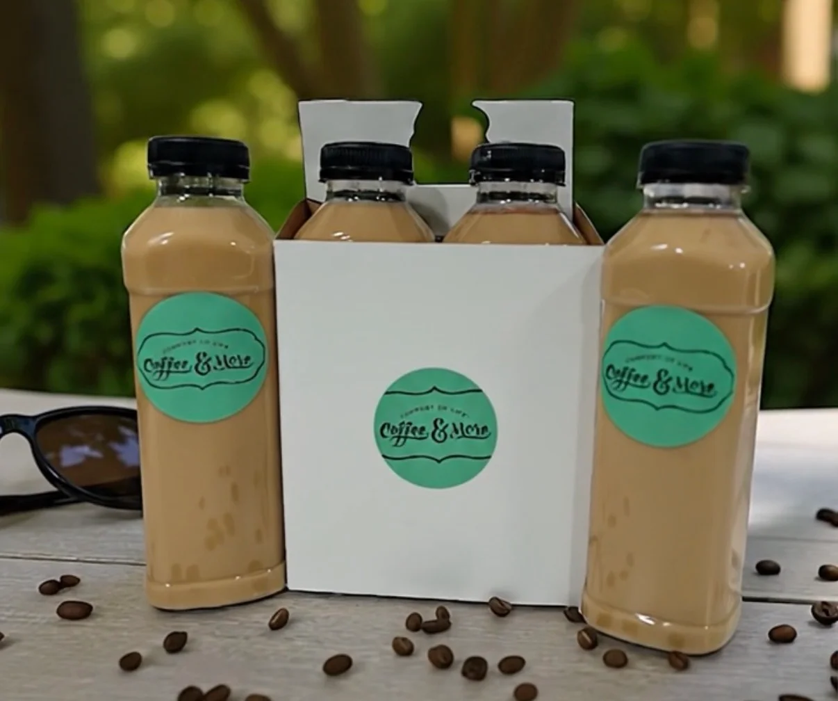 Bottled iced coffee drinks in a stylish packaging
