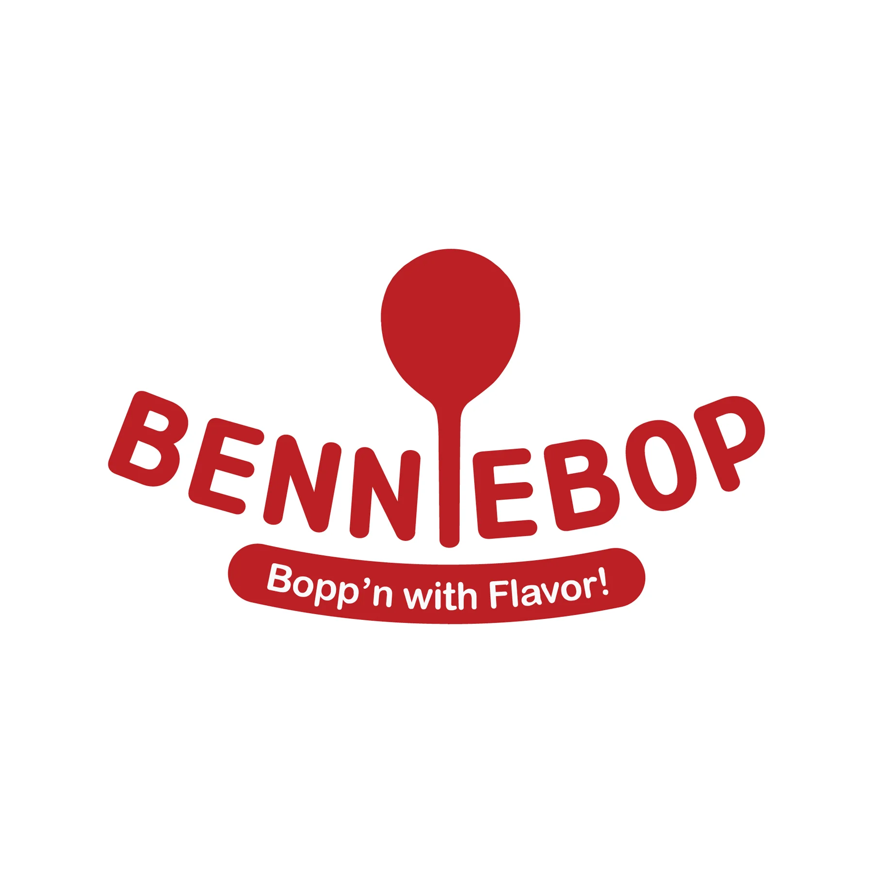 A logo featuring the name 'BennieBop' with a playful spoon icon, emphasizing a fun culinary experience.