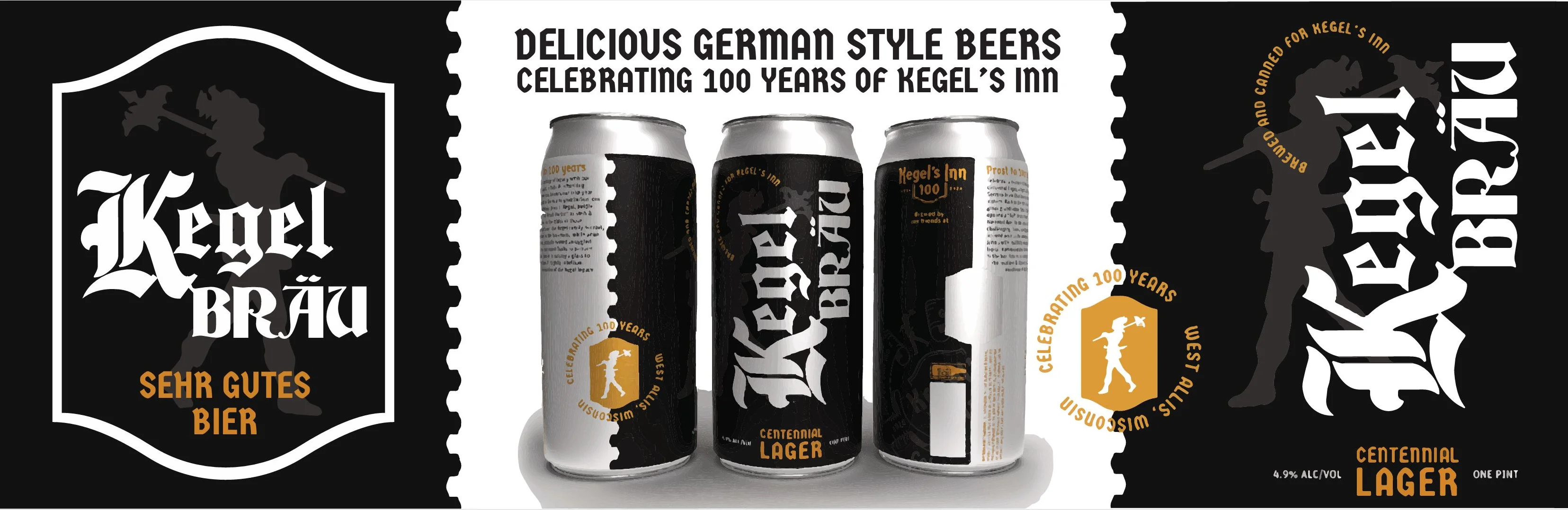 Kegel Bräu beer cans celebrating 100 years of Kegel's Inn