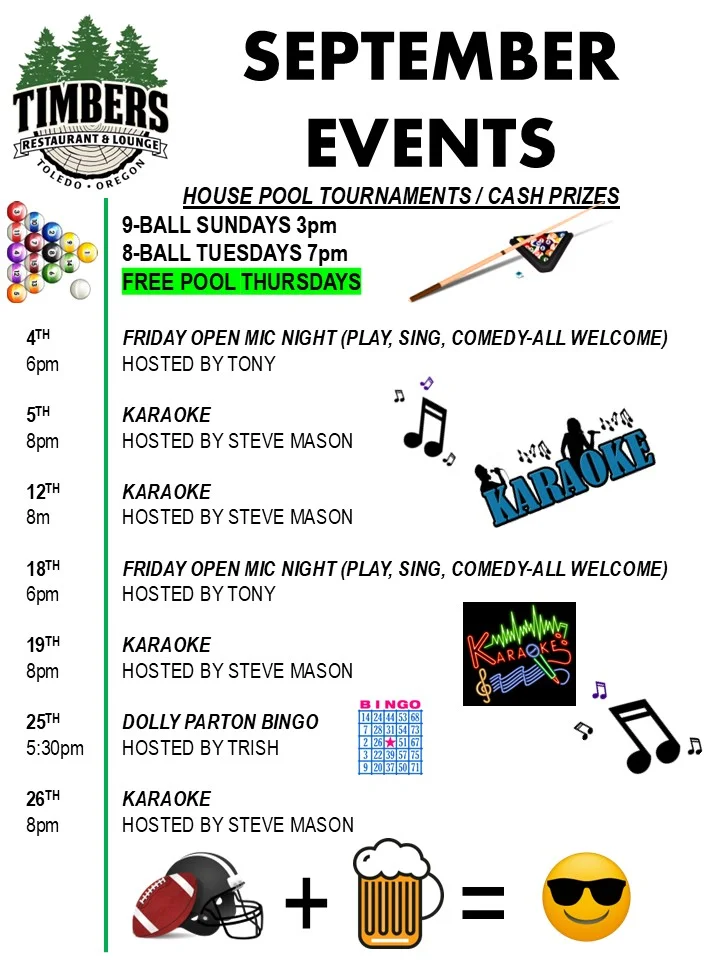 Events, Karaoke, Comedy, Live Music, Trivia, Bingo