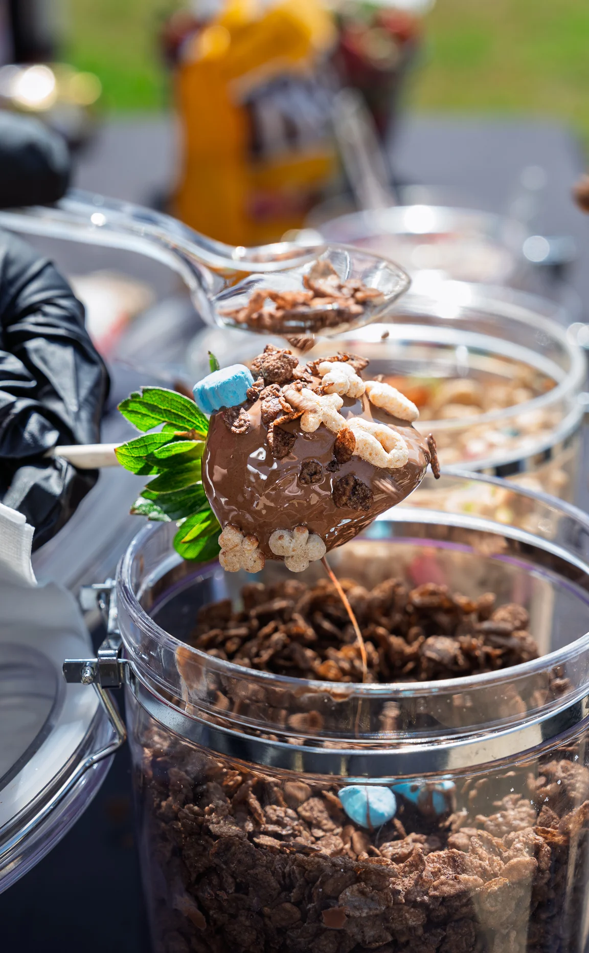 Chocolate-covered strawberry with toppings