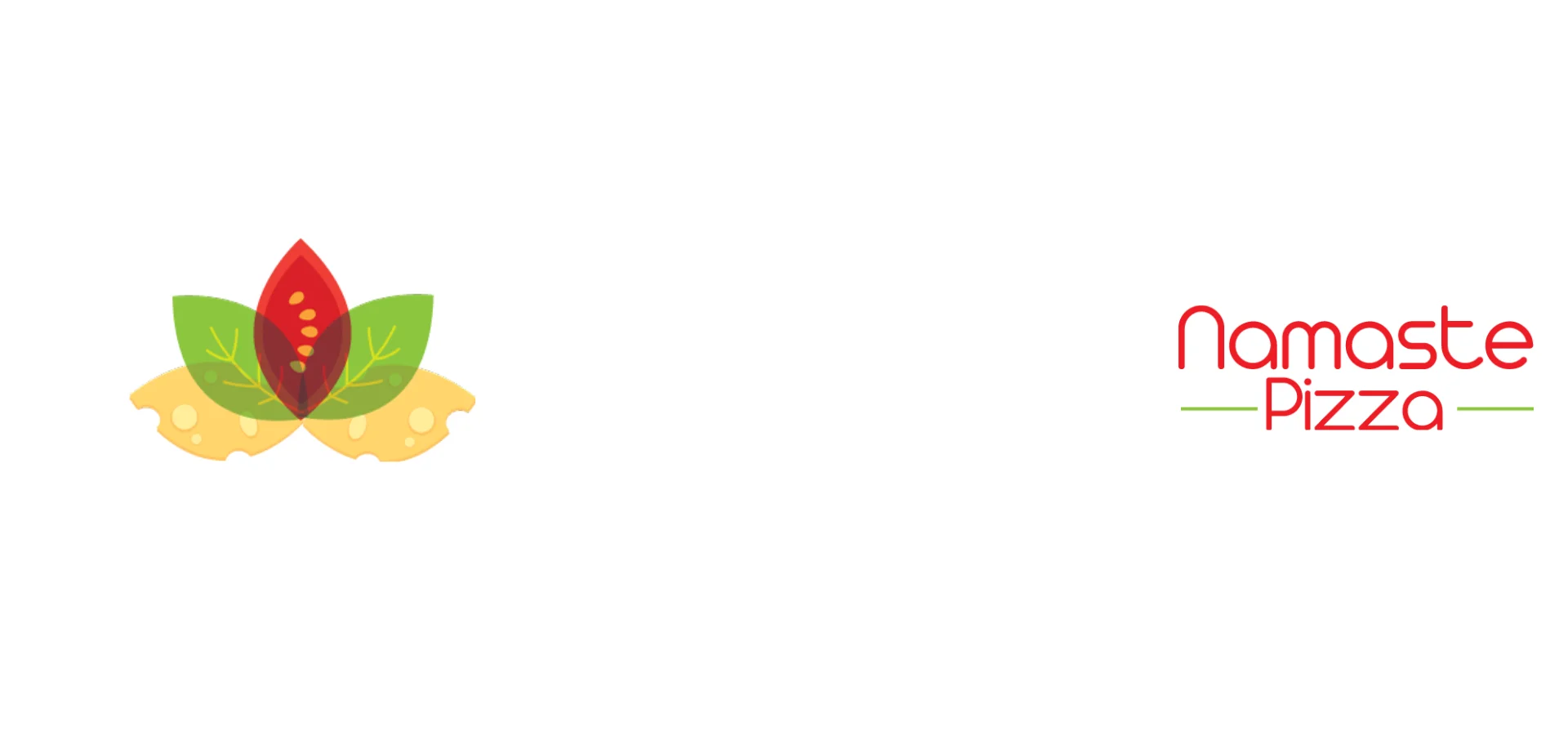 Namaste Pizza logo featuring vibrant ingredients and a lotus design
