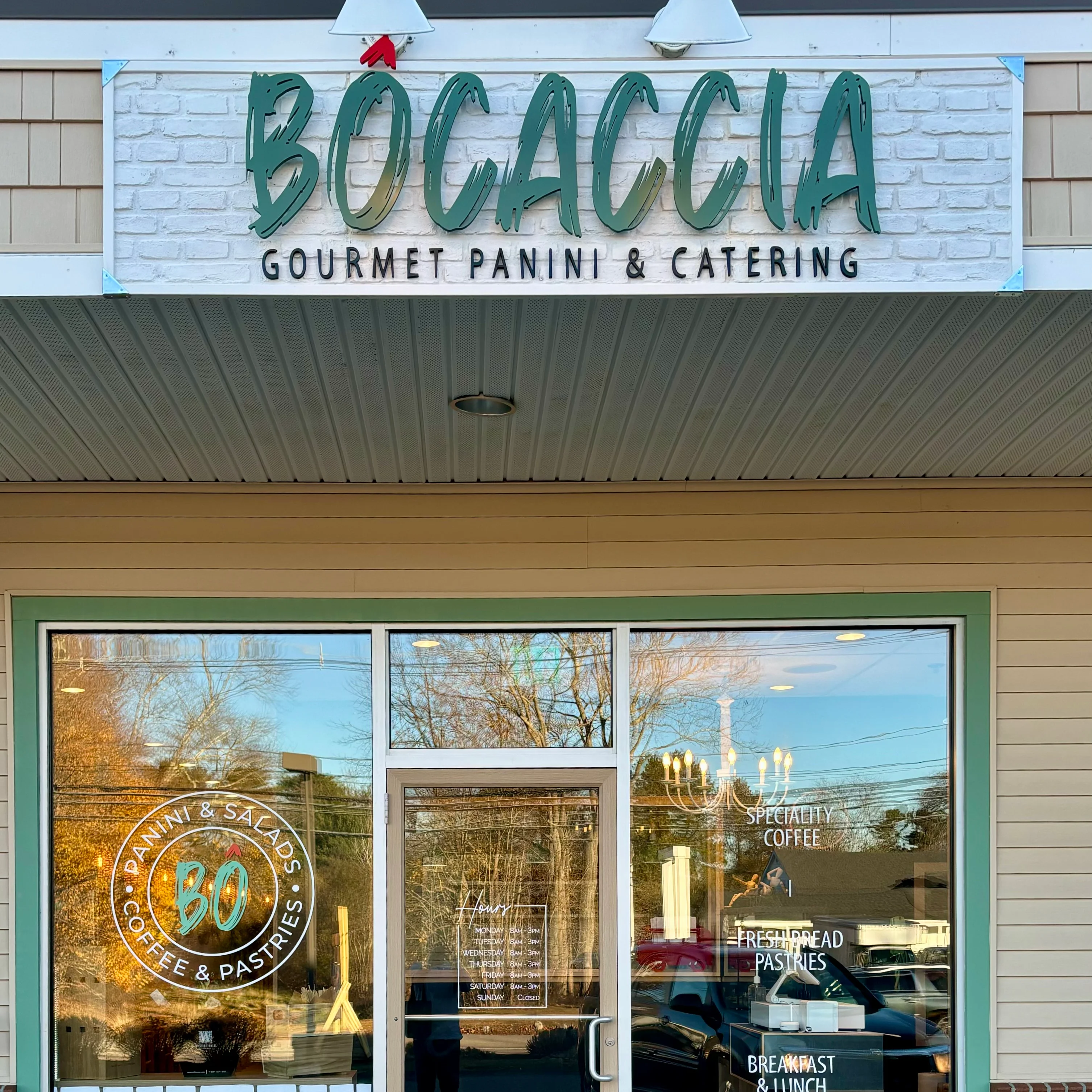 Exterior view of Bocaccia gourmet panini and catering restaurant