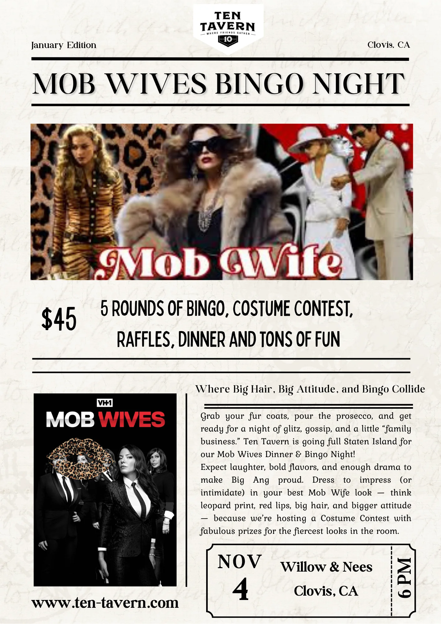 Mob Wives Bingo Dinner