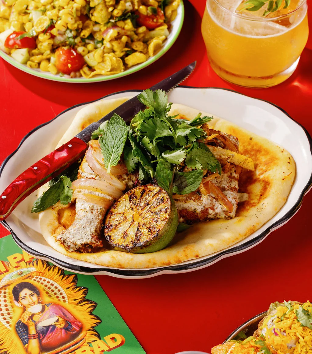 Spicy Indian chicken curry with herbs