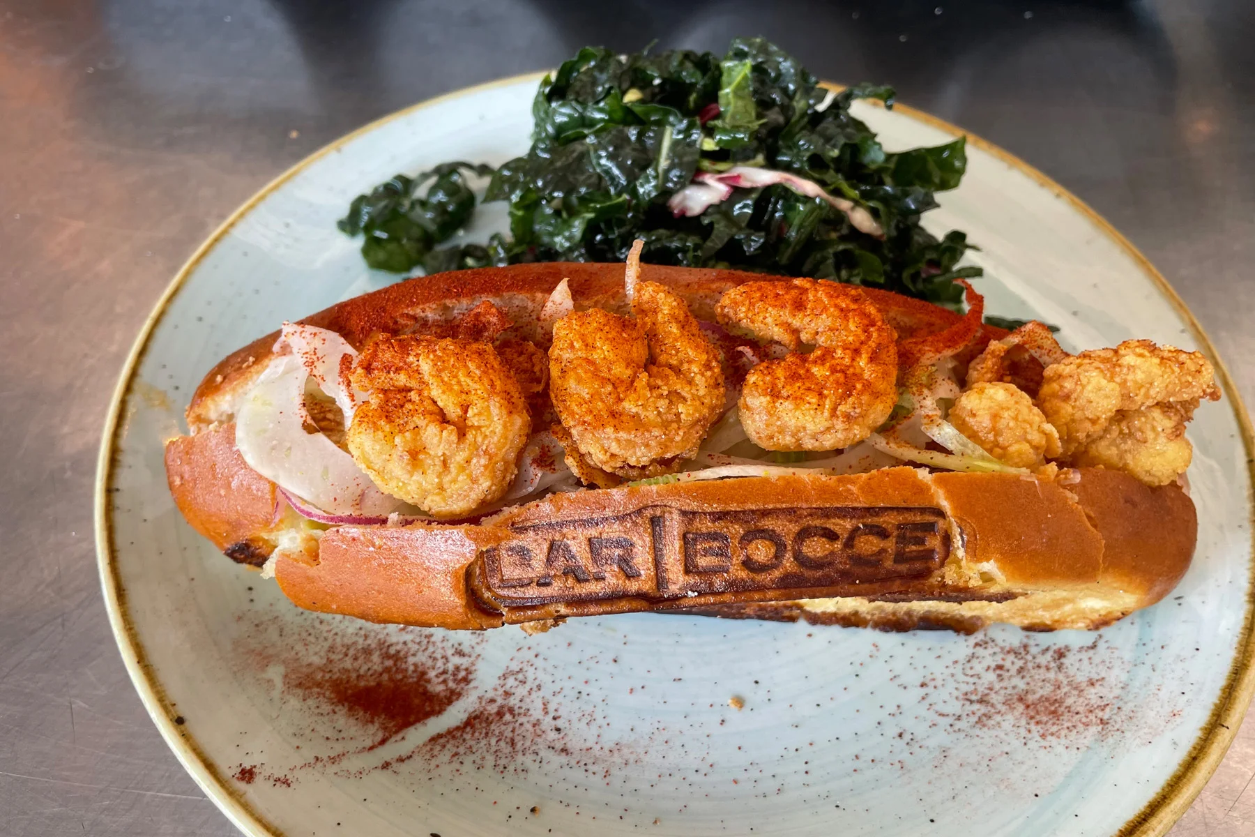Po'Boy sandwich, branded with Bar Bocce
