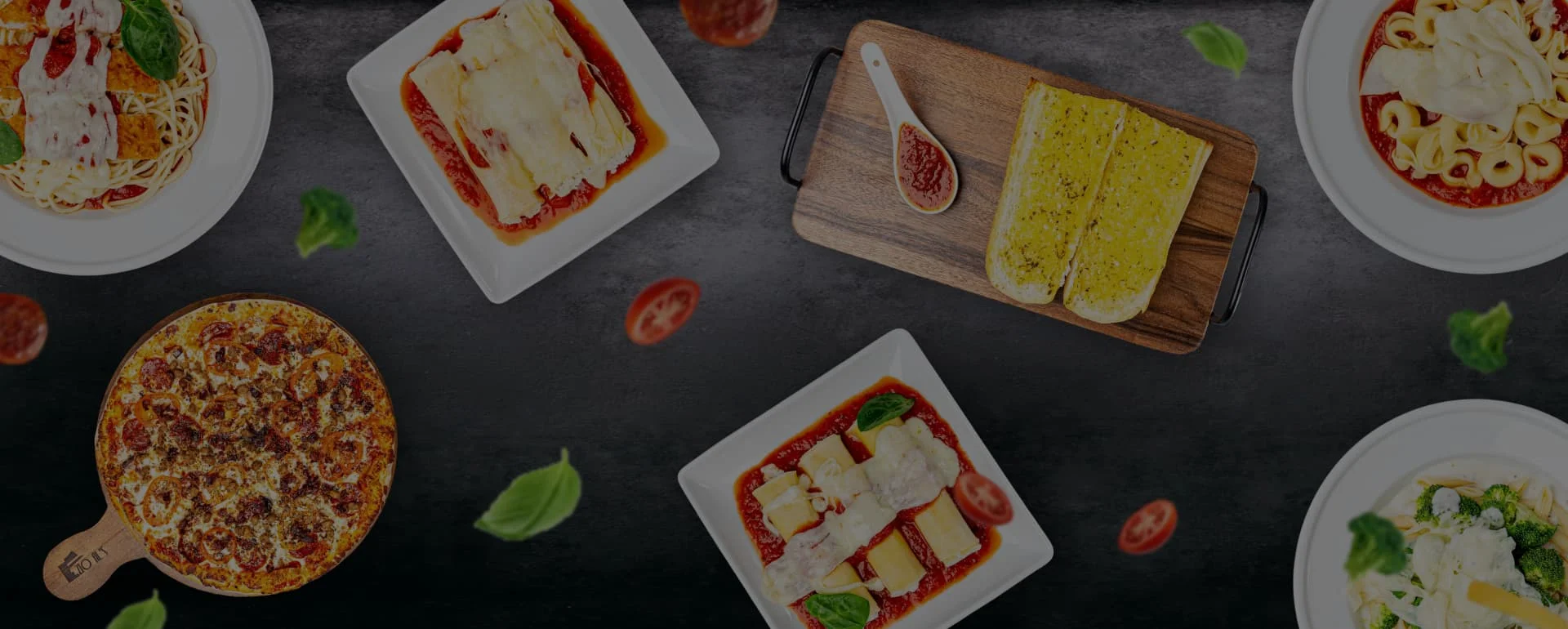 Italian pasta dishes including lasagna and spaghetti