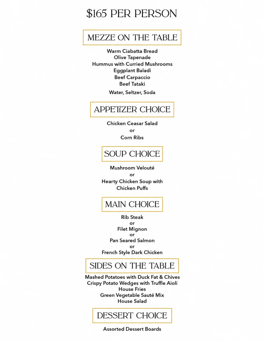 Elegant multi-course dining menu for a special event