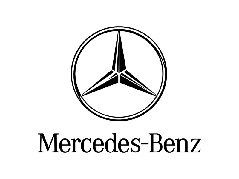 Iconic Mercedes-Benz logo in black and white