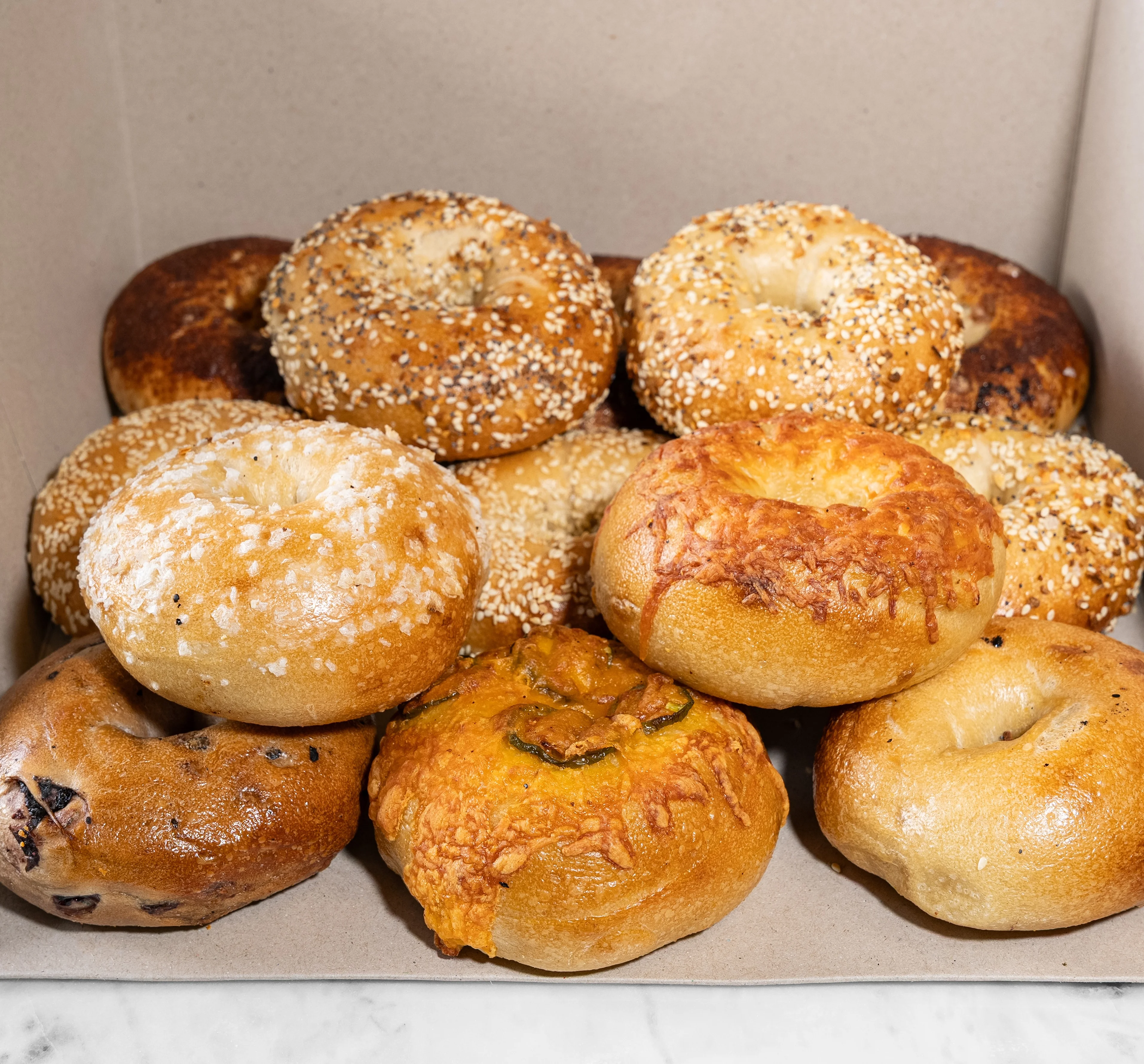 A delicious assortment of baked goods displayed on a wooden table.