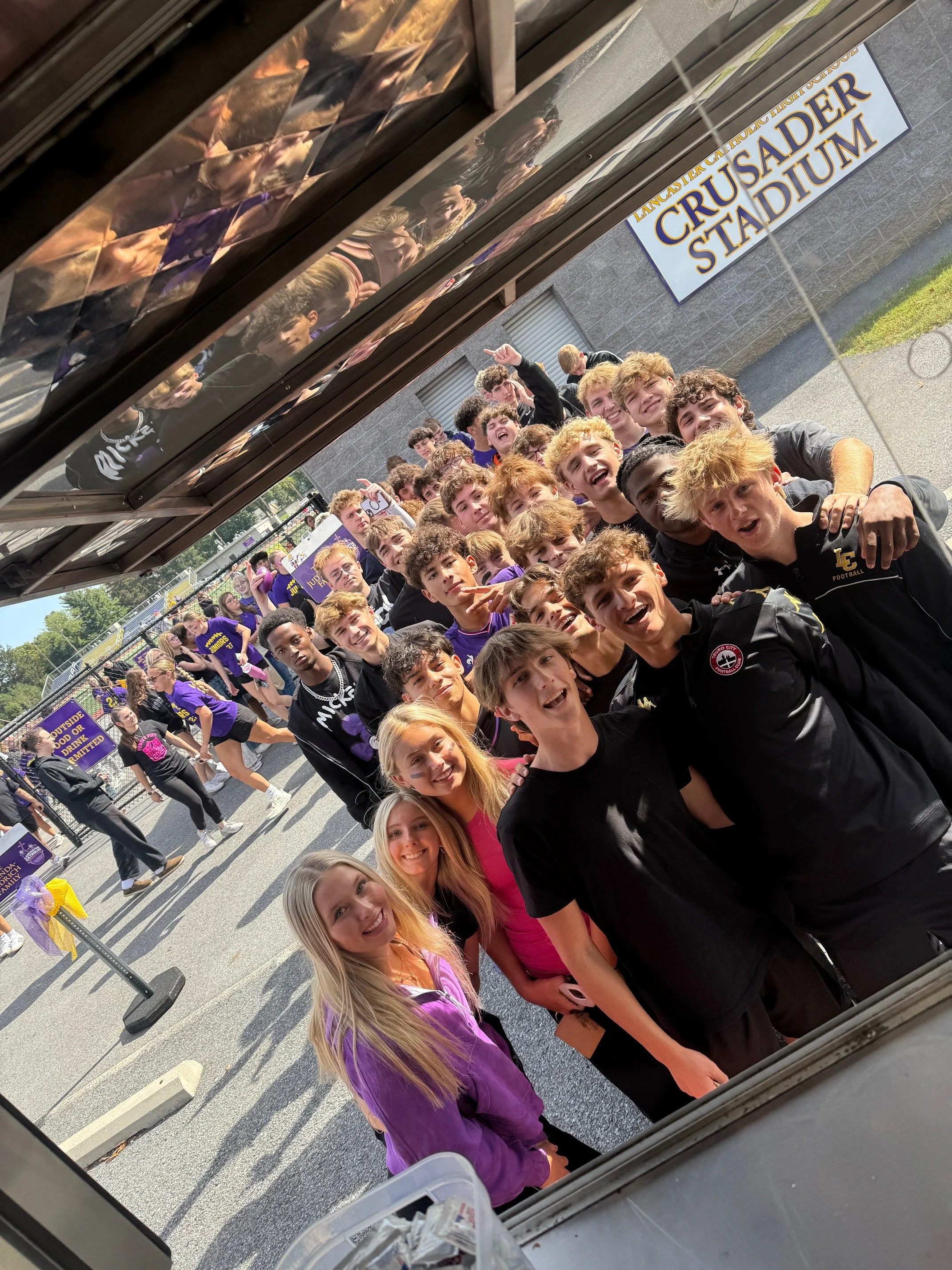Group of enthusiastic students at a school event