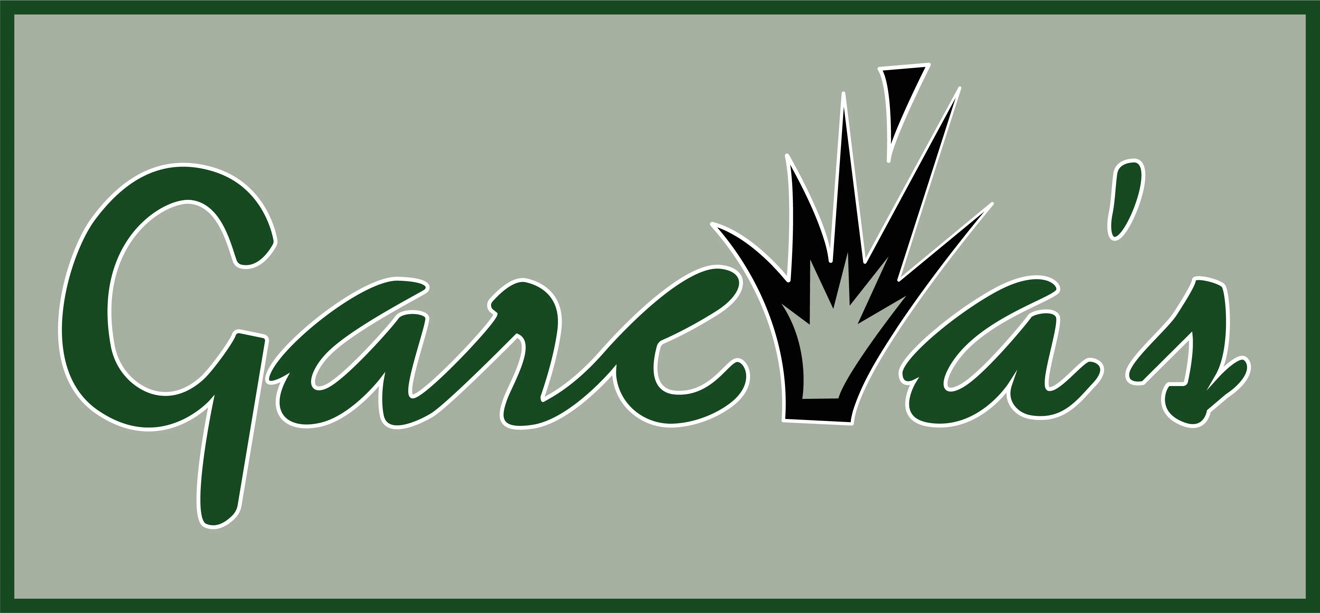 A stylized logo featuring the word 'García's' with a unique design element resembling a plant or spike.