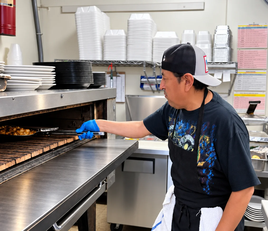 A restaurant chef preparing a dish
