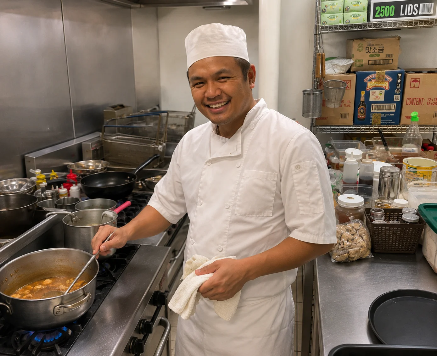 A restaurant chef preparing a dish
