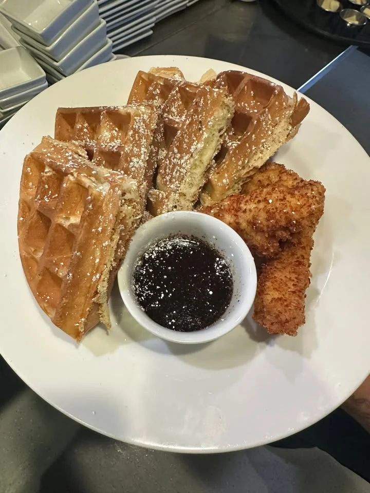 Southern chicken and waffles with syrup