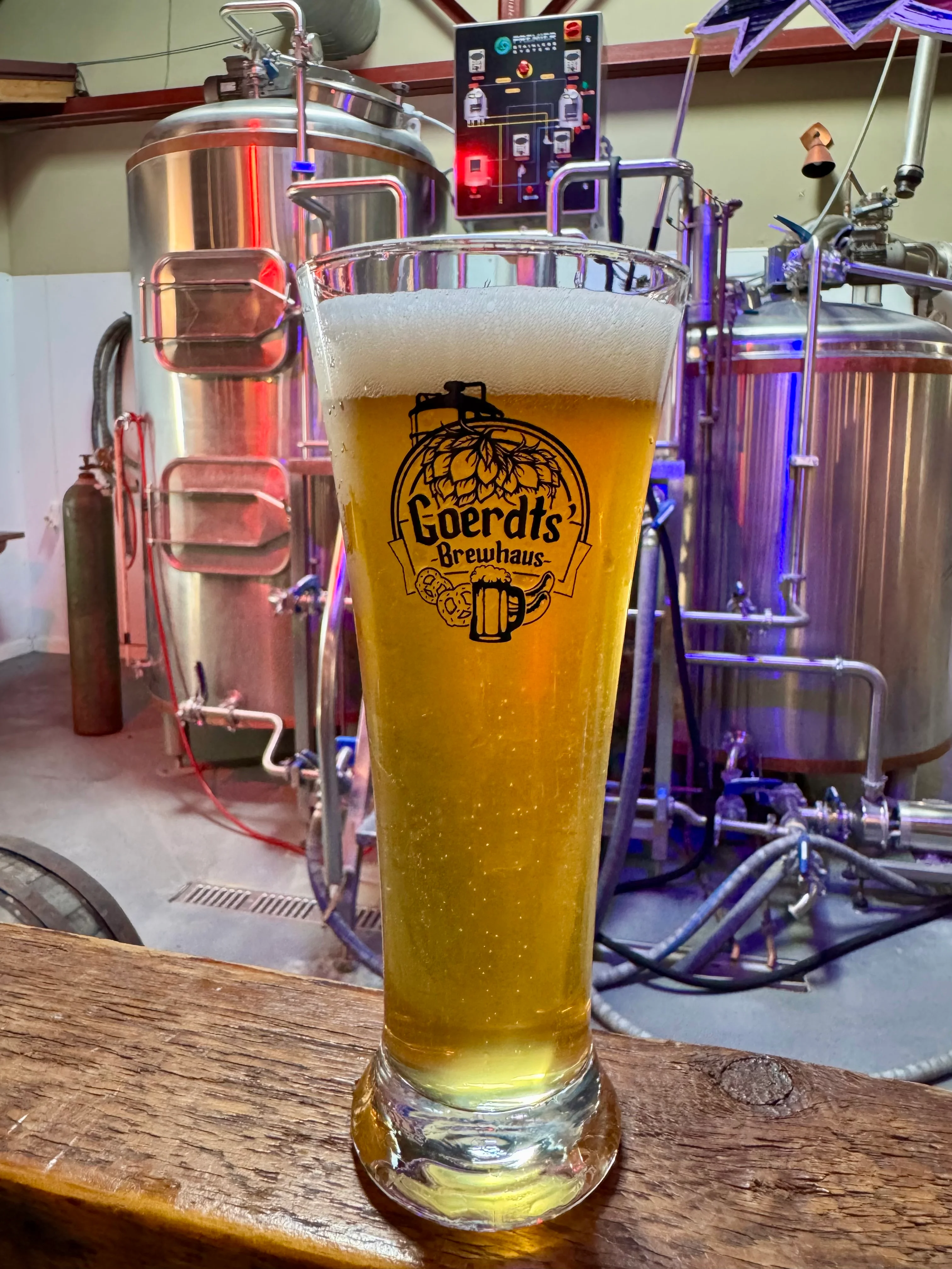Craft beer served in a glass at a brewery
