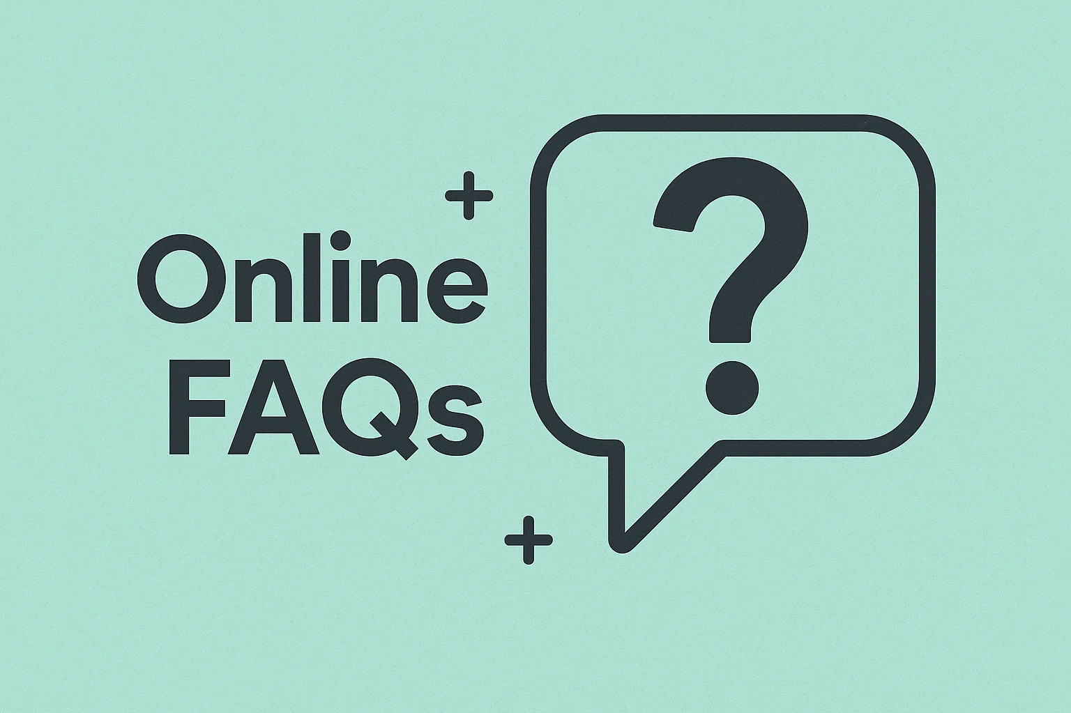 Graphic design featuring online FAQs with a question mark
