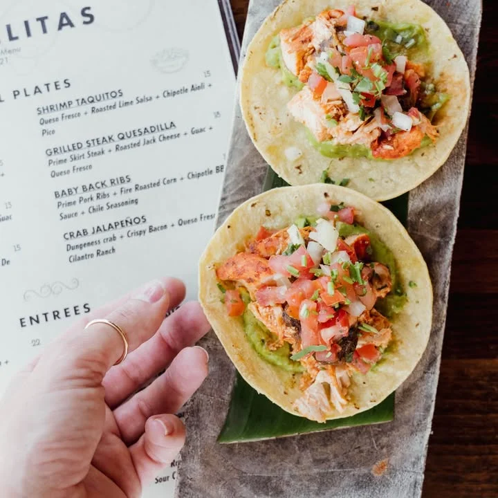 Delicious Mexican street tacos with chicken and fresh toppings