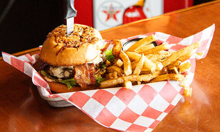Triangular Burger Bacon & Blue Burger | Triangle Tavern