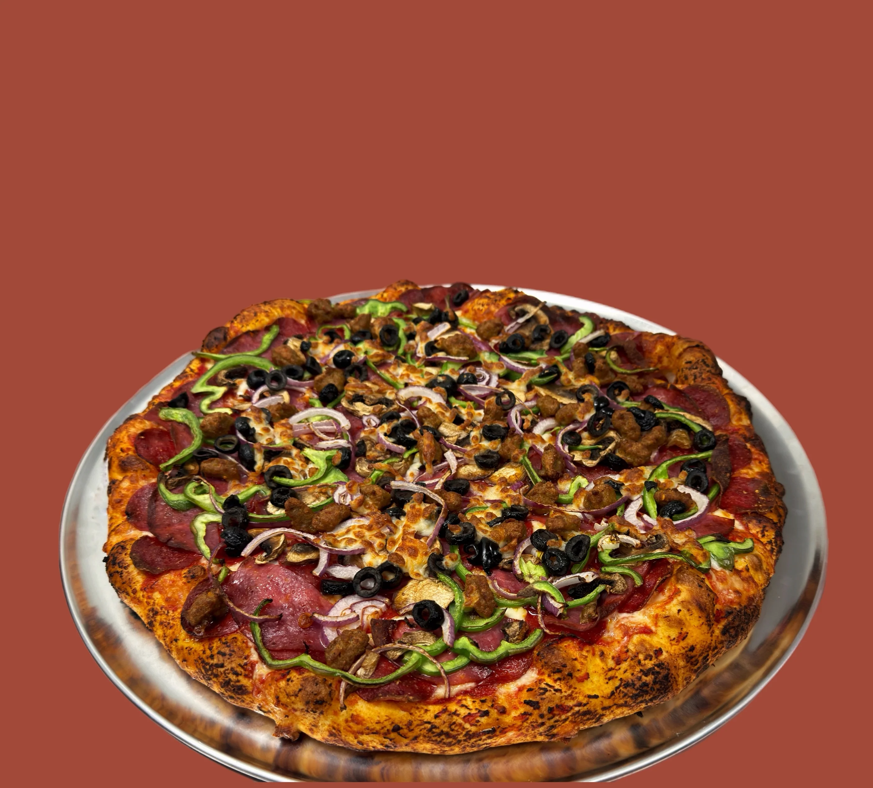 Delicious pepperoni pizza with assorted toppings