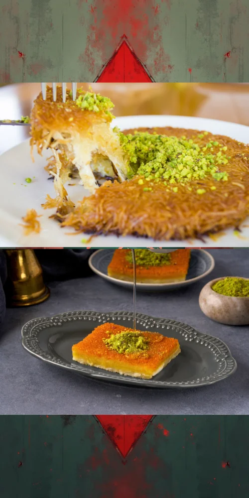 Delicious Turkish kunefe topped with pistachios