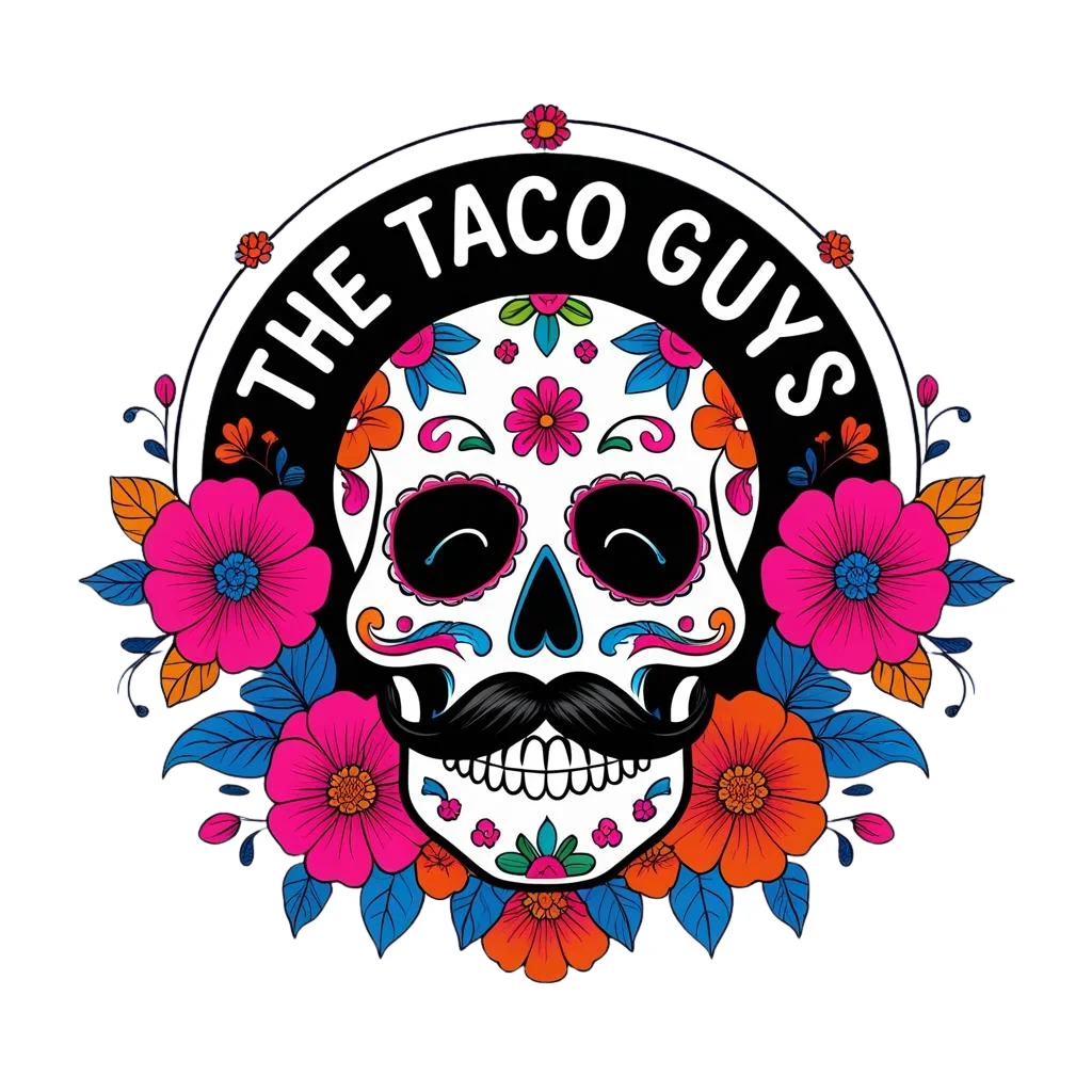 Colorful sugar skull design for The Taco Guys logo
