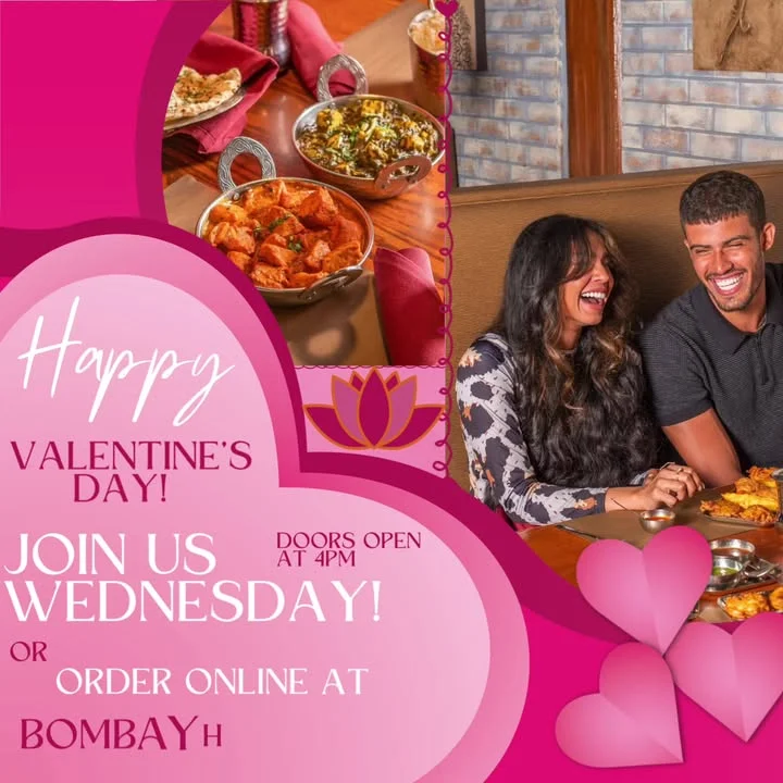 Couple enjoying Indian cuisine for Valentine's Day celebration
