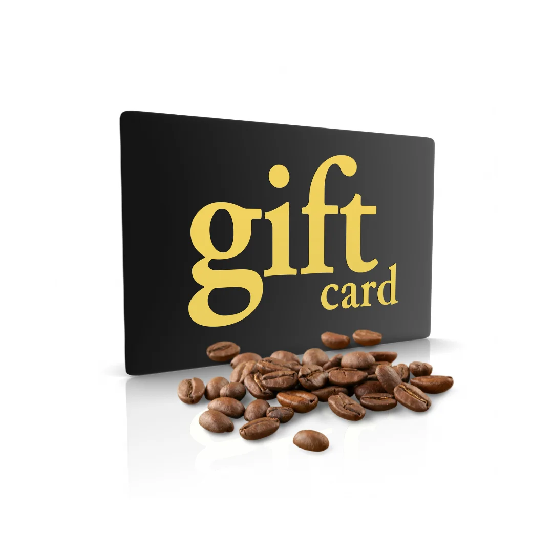 Gift card for coffee lovers with roasted beans