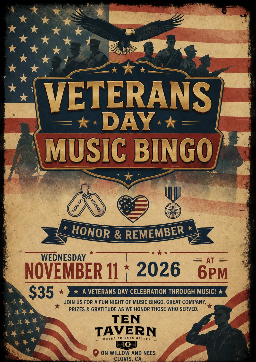 Veteran's Music Bingo Dinner night