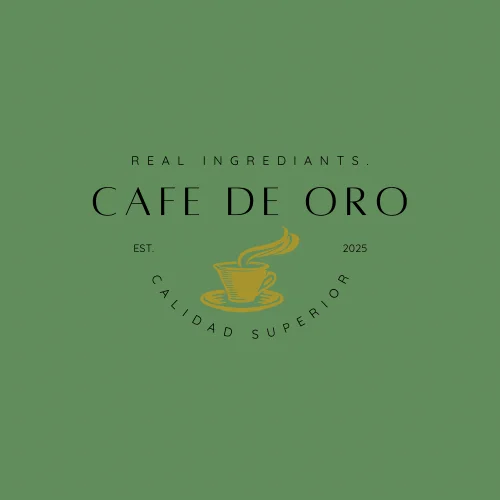 Logo of Cafe de Oro featuring a coffee cup and elegant typography