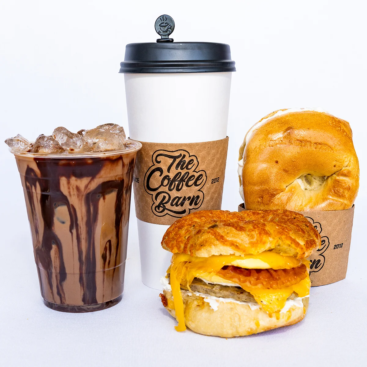 the coffee barn drinks and bagel sandwiches